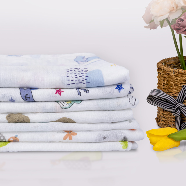 Bamboo Cotton Muslin Swaddle Blankets Swaddle Wrap Receiving Blankets 2 Layers Baby Muslin Blankets for Boys and Girls