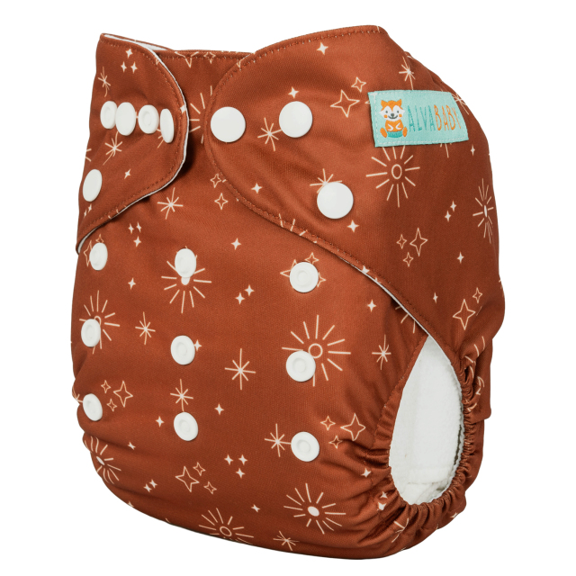 ALVABABY AWJ Lining Cloth Diaper with Tummy Panel for Babies -Star & Sun (WJT-EW11A)
