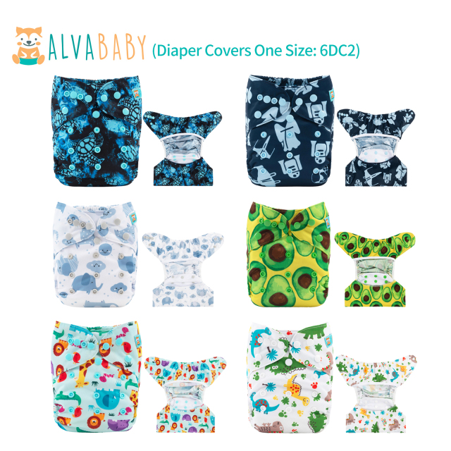 ALVABABY 6PCS Cloth Diaper Covers for Babies One Size Adjustable Reusable Washable Cloth Diaper Shell for Prefold Flat or Fitted Diaper Inserts