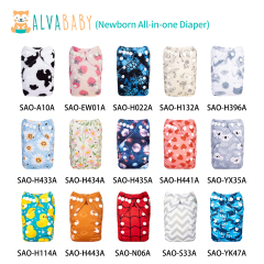 (All patterns) Newborn All In One Diaper with Pocket Sewn-in one 4-Layer-Bamboo Insert Newborn Cloth Diapers Adjustable Washable Reusable for Baby Girls and Boys