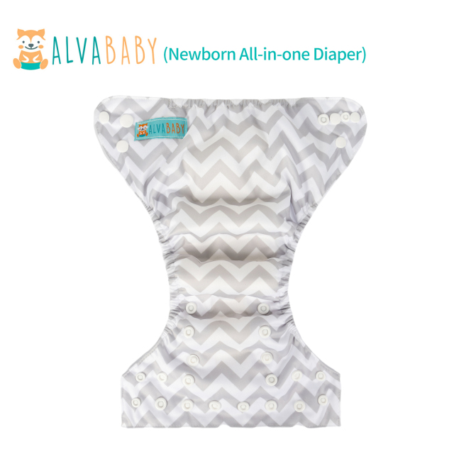 Newborn all In One Diaper with Pocket Sewn-in one Newborn 4-layer Bamboo blend insert-(SAO-S33A)