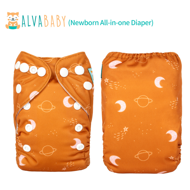 Newborn all In One Diaper with Pocket Sewn-in one Newborn 4-layer Bamboo blend insert-(SAO-H443A)