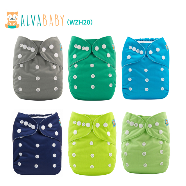 (All Packs)Baby Cloth Diapers 6 Pack with 6 Microfiber Inserts One Size Adjustable Washable Reusable for Baby Girls and Boys