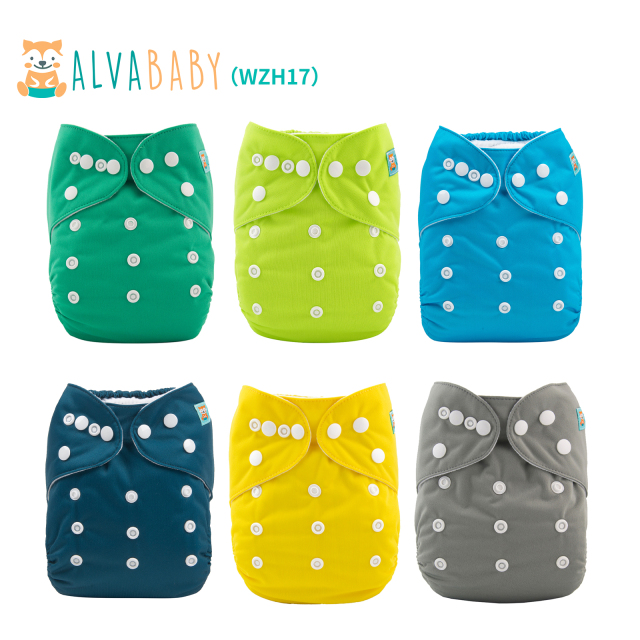 (All Packs)Baby Cloth Diapers 6 Pack with 6 Microfiber Inserts One Size Adjustable Washable Reusable for Baby Girls and Boys