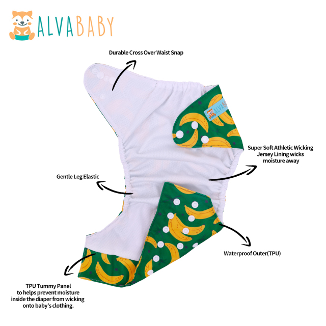 ALVABABY AWJ Lining Cloth Diaper with Tummy Panel for Babies  (WJT-EW14A)