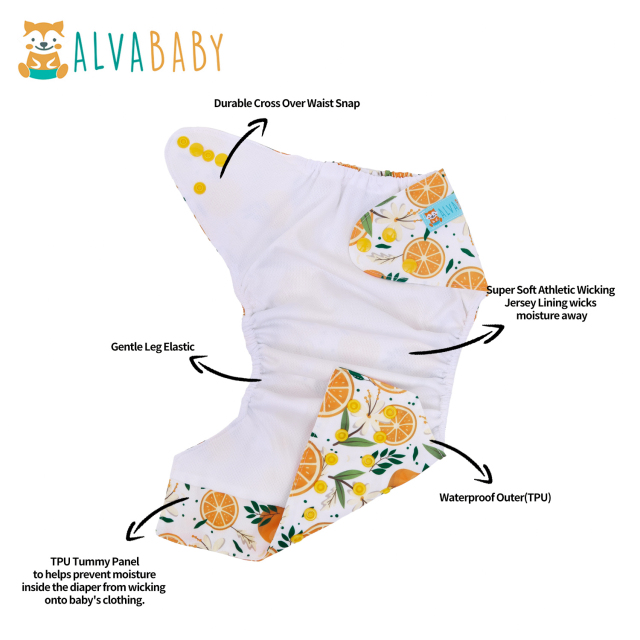 ALVABABY AWJ Lining Cloth Diaper with Tummy Panel for Babies  (WJT-EW15A)