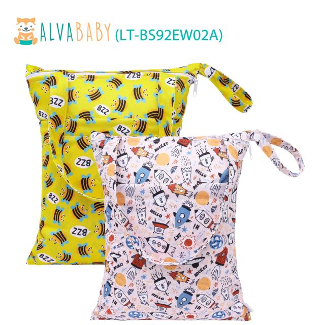 (Facebook live) 2PCS Diaper Wet Dry Bags Waterproof Reusable with Two Zippered Pockets