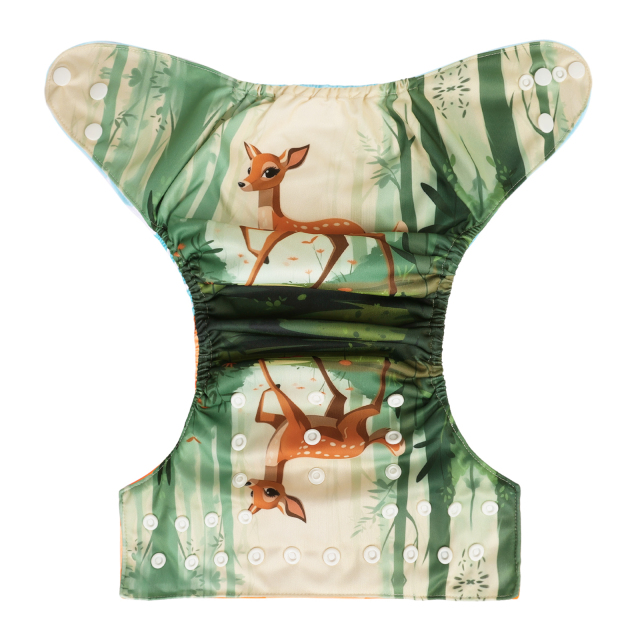 ALVABABY One Size Positioning Printed Cloth Diaper-Deer(YDP230A)
