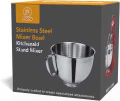PQPO 5QT Food-Grade Stainless Steel Mixer Bowl Compatible with KitchenAid Tilt-Head Stand Mixers 4.5-5 Quart, Gold