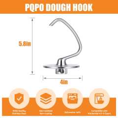 PQPO Stand Mixer Dough Hook Attachment Spiral Stainless Steel 1 Pack Compatible with KitchenAid 4.5-5 Quart Mixers
