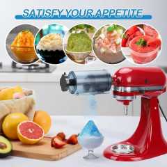 PQPO Shaved Ice Attachment for KitchenAid Stand Mixer, Snow Cone Machine with 8 Reusable Ice Molds, Ice Shaver for Fluffy Snow-Like Texture, Fits All KA Mixers