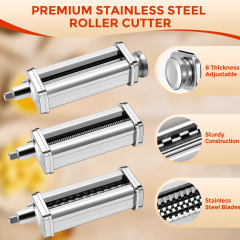 PQPO 3-Piece Pasta Maker Attachments Compatible with KitchenAid Stand Mixers