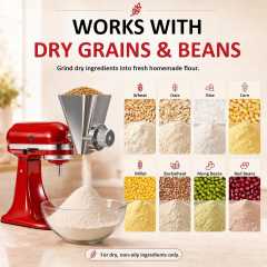 PQPO Grain Mill Attachment All Metal 9 Levels Flour Mill for KitchenAid Stand Mixer