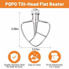 Stainless Steel Paddle Compatible with KitchenAid 4.5-5 Quart Tilt-Head Stand Mixers