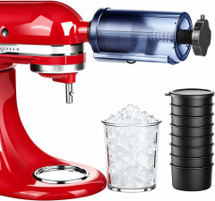PQPO Shaved Ice Attachment for KitchenAid Stand Mixer, Snow Cone Machine with 8 Reusable Ice Molds, Ice Shaver for Fluffy Snow-Like Texture, Fits All KA Mixers
