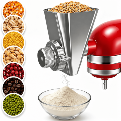 PQPO Grain Mill Attachment All Metal 9 Levels Flour Mill for KitchenAid Stand Mixer