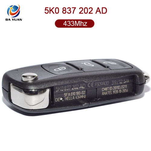 AK001052 for VW Folding Remote Key 3 Button 434MHz ID48 Chip 5K0 837 202 AD