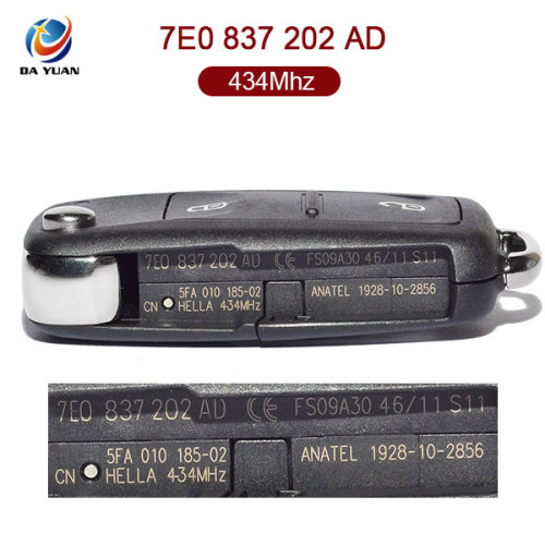 AK001025 for VW Flip Key 2 Button 434MHz ID48 Chip 7E0 837 202 AD