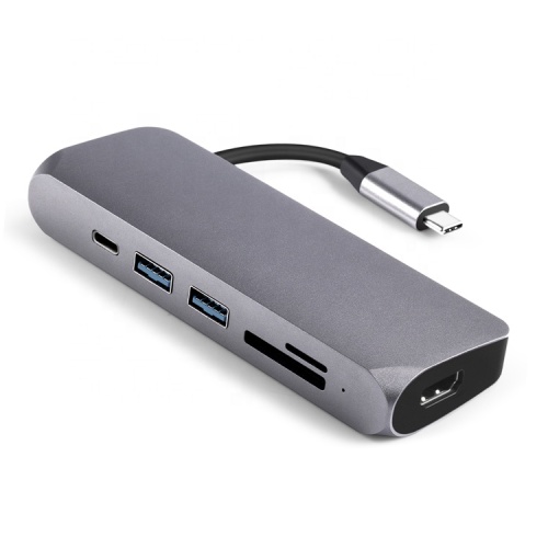 Usb Type C Hub Adapter 6 In 1 Type C Docking Station With PD/SD/TF/USB3.0*2