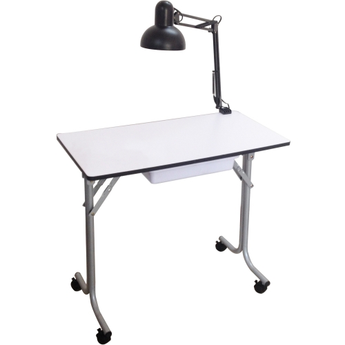 Portable Folding Drawer Manicure Table with Eco  table Lamp