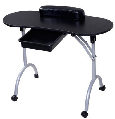 Manicure Nail Table Salon Spa Beauty Desk Station beauty Portable Black Fold