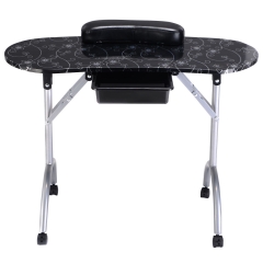 black color foldable salon furniture manicure table with carry bag