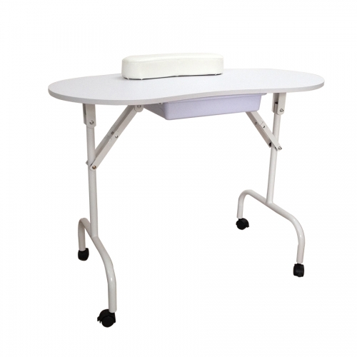 White Portable Steel Frame Nail Salon Desk Manicure Table With Bag