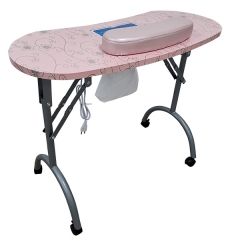 Zhenyao Manicure Table With Vent Folding Portable MT-020F Pink