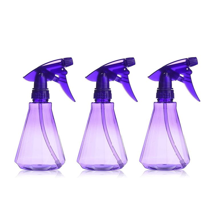 350ml 12oz Clear Purple PET Plastic Conical Hair Trigger Spray Bottle