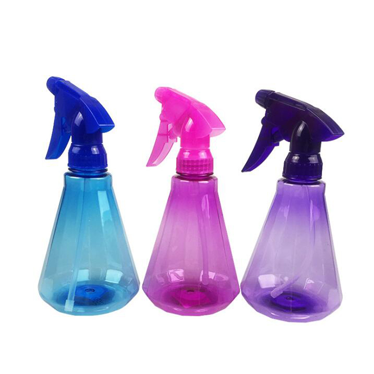 350ml 12oz Clear Purple PET Plastic Conical Hair Trigger Spray Bottle