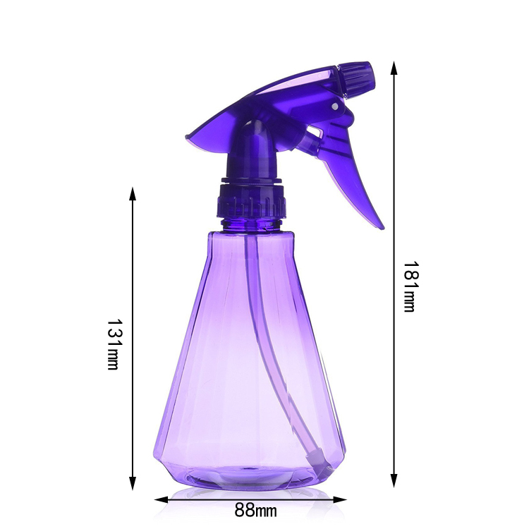 350ml 12oz Clear Purple PET Plastic Conical Hair Trigger Spray Bottle