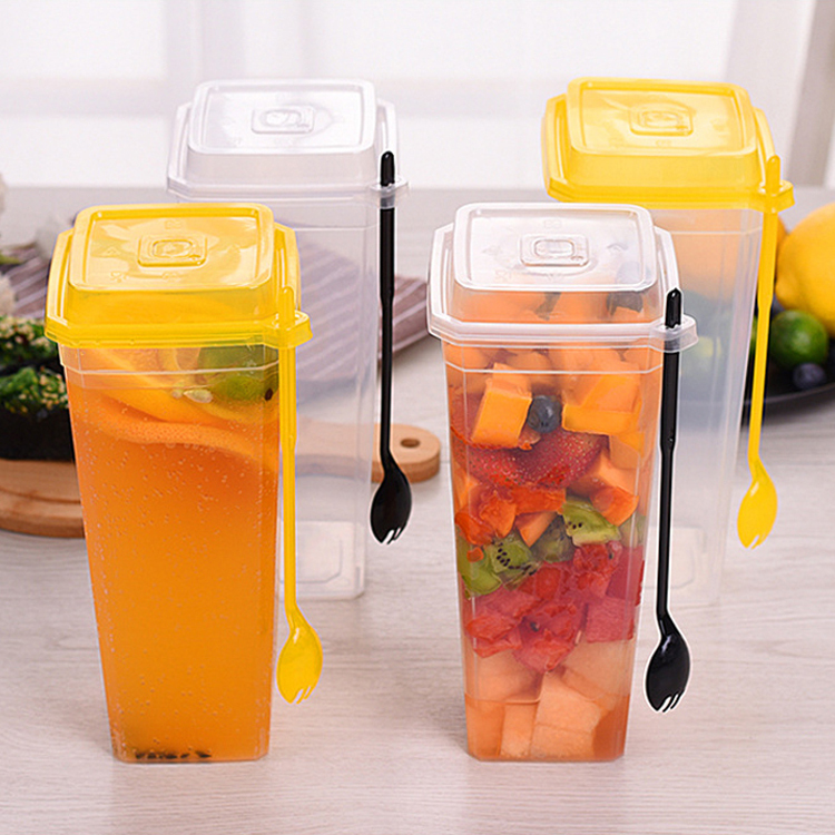 Translucent PP Plastic Square Cold Drink Cup