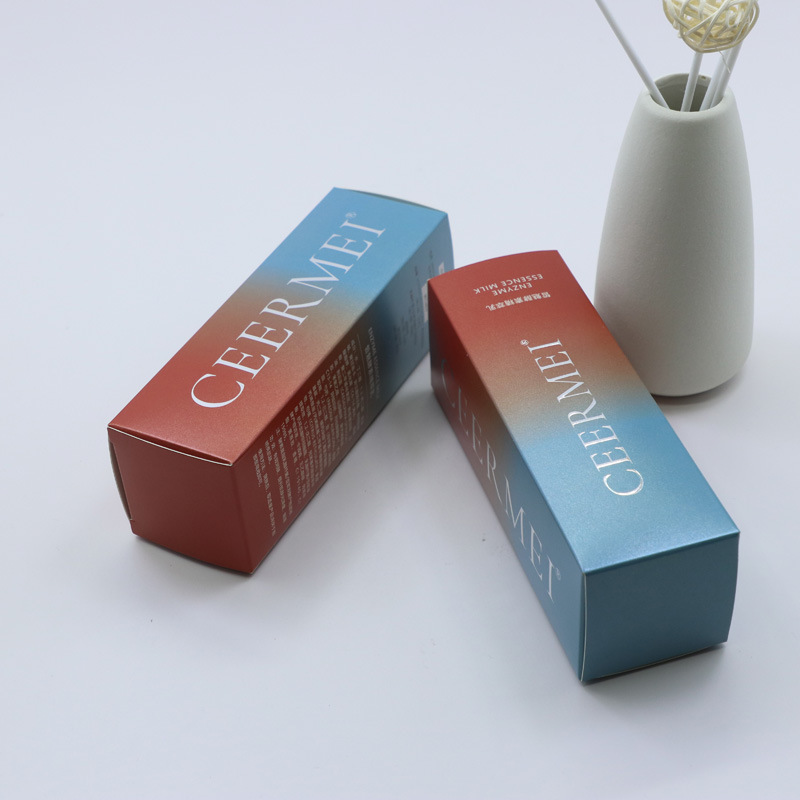 Customized cosmetic paper box printing liquid essence water skin care product color box silver card paper color cosmetic packaging box customization