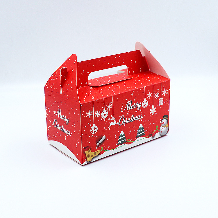 PVC window Christmas packaging box Cake packaging box Snowflake crisps snack packaging box Portable white cardboard box
