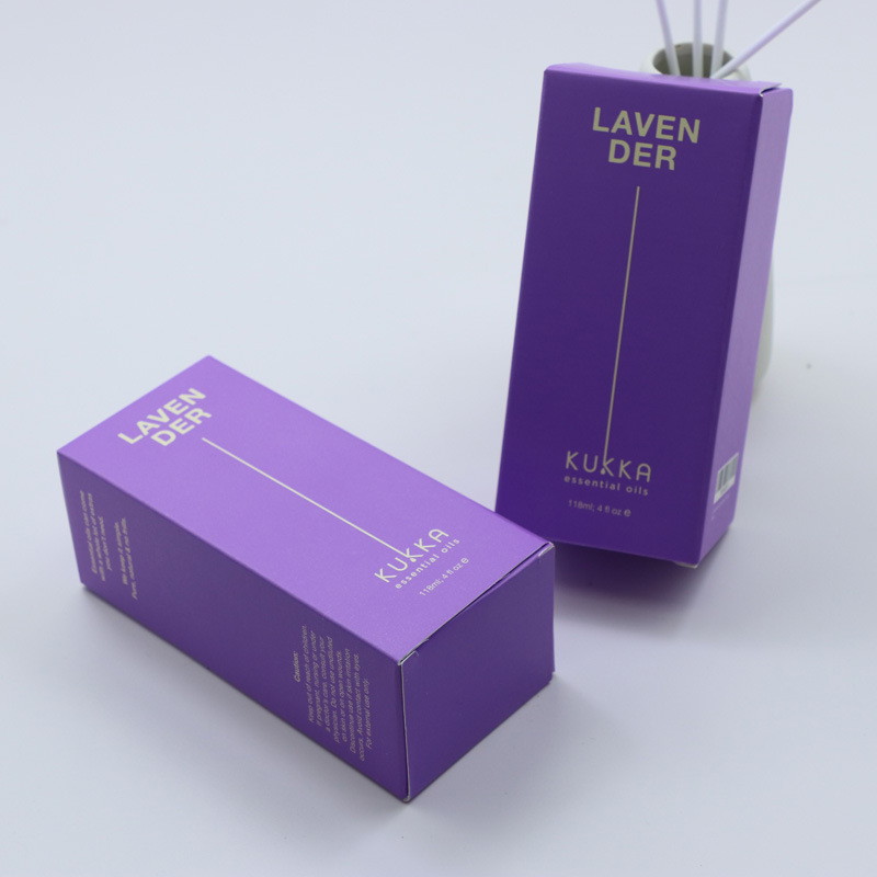 Customized purple bayonet box with printed logo, car perfume aromatherapy packaging color box, folding color box custom manufacturer