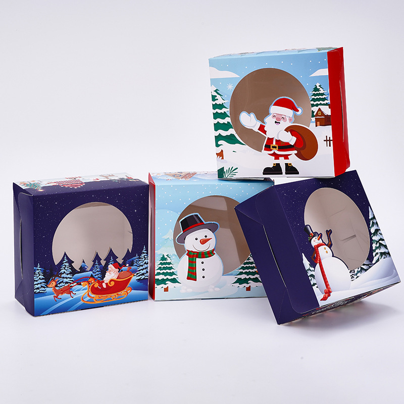 Amazon Christmas window gift box Holiday white cardboard packaging color box White cardboard box packaging customization