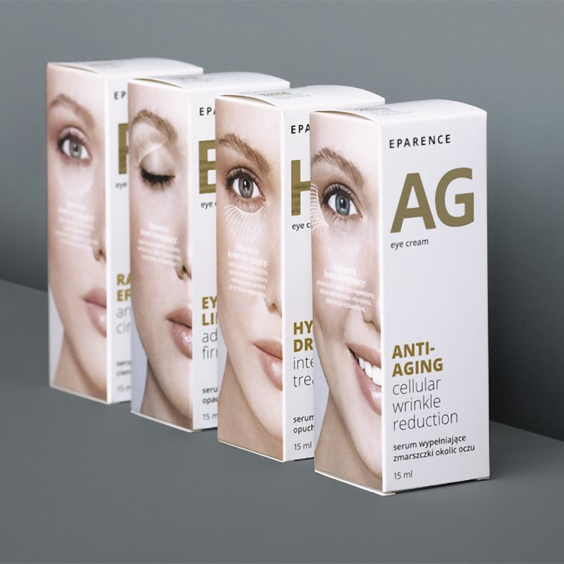 Manufacturers customized white card color box UV coated bright film with eyes eye drops bottle spray packaging white paper box