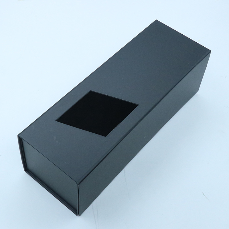 One-piece folding wine box manufacturer customized high-end window wine box gold-stamping flip wine wine packaging box