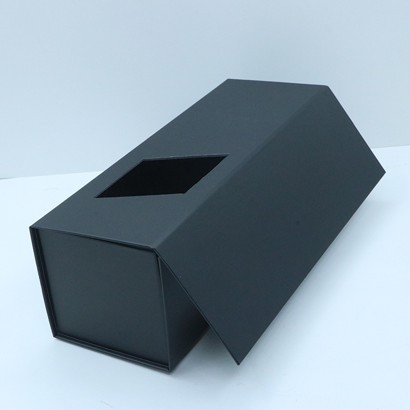 One-piece folding wine box manufacturer customized high-end window wine box gold-stamping flip wine wine packaging box