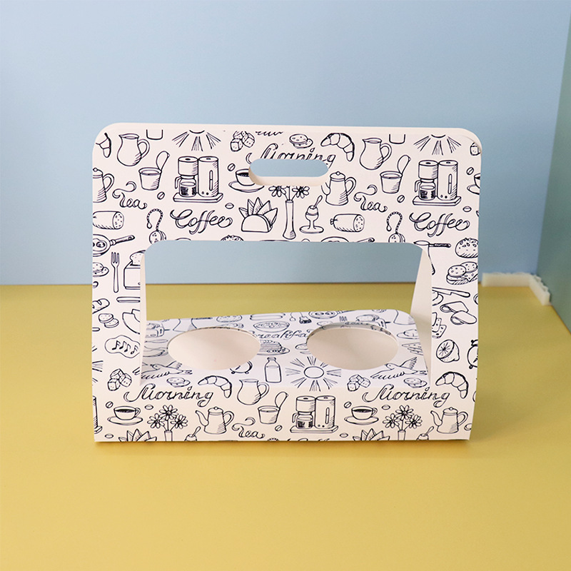 Generic Foldable Paper Cup Holder, Portable White Cardboard Coffee Takeout Trays