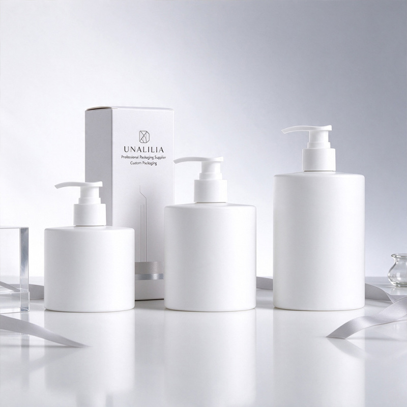 300ml 400ml 500ml HDPE Cylindrical Lotion Pump Bottles