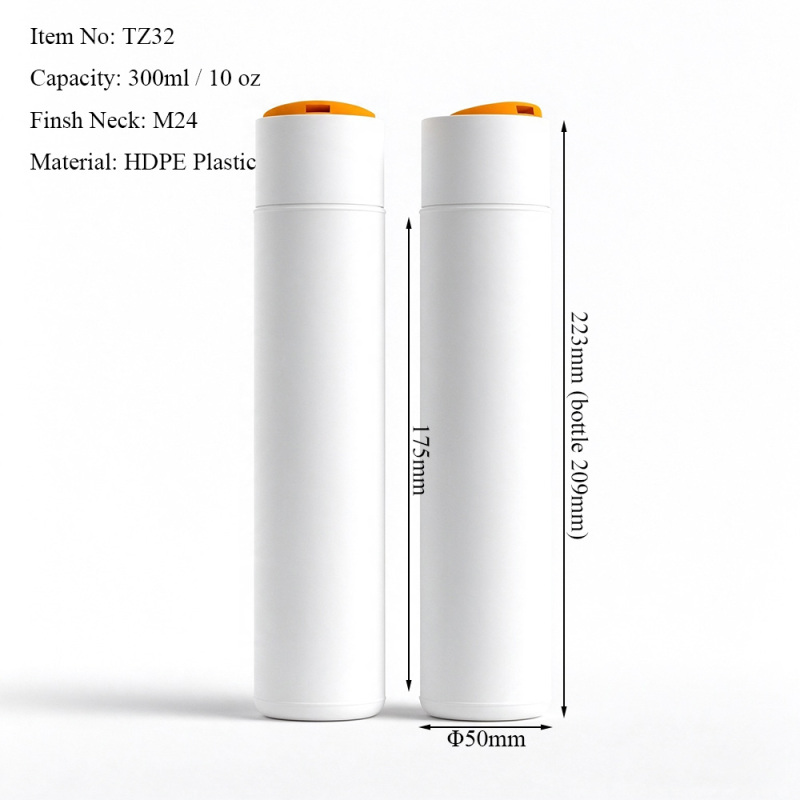 300ml HDPE Cylindrical Bottle with Disc Top Cap