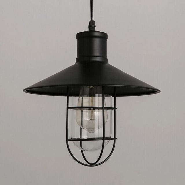 American Country Metal Cage Dining Room Pendant Lamp Restaurant Europe Bar Counter industrial Glass Lampshade Pendant Lights