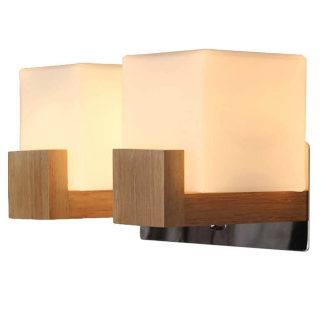 Contracted Japanese Wooden Corridor Wall Lamp Chinese Bedroom Wall Sconce Glass Cube Bedsides Stair Case Wall Lighting Fixtures