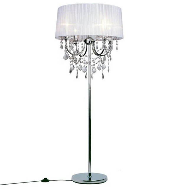 Modern Crystal Living Room Floor Lamp European Fabric Lampshade crystal hanging Bedroom Bedsides crystal Floor Lighting Fixtures