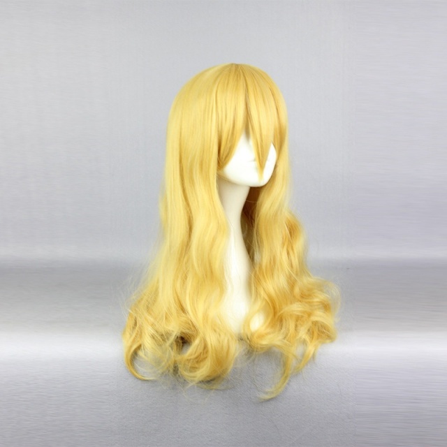 Women Yellow Long Curls Wig 24.8 inch Lady Animation Cosplay Wigs Your Lie in April Miyazono Kaori Cosplay Wig