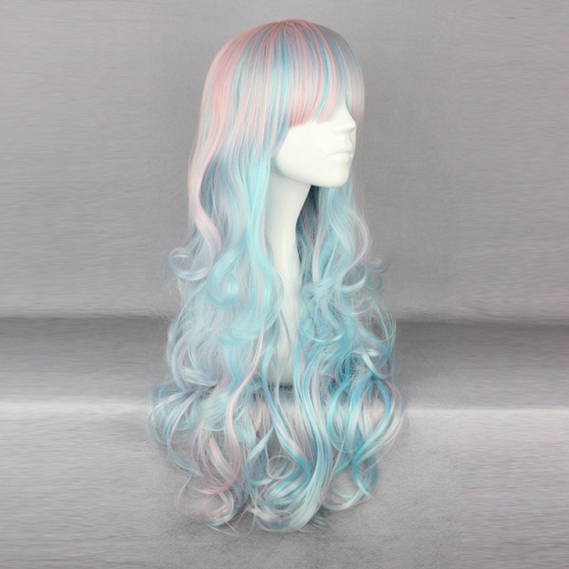 Cosplay Animation Wigs Cute Mixed Color Lolita Waves Curls Wig Women Wigs