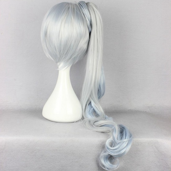 Special Design Women Long Ponytail Japanese Anime RWBY Weiss Schnee White Cosplay Wig