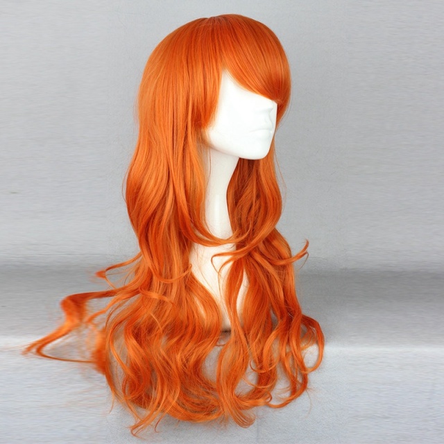 High Quality Women Orange Wavy Hair Wigs Anime Long Wig Cosplay ONE PIECE Nami Cosplay Wigs