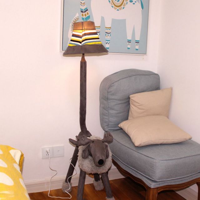 OOVOV Cartoon Elk Baby Room Floor Lamp Creative Kids Room Child Bedroom Floor Light Folded Cloth